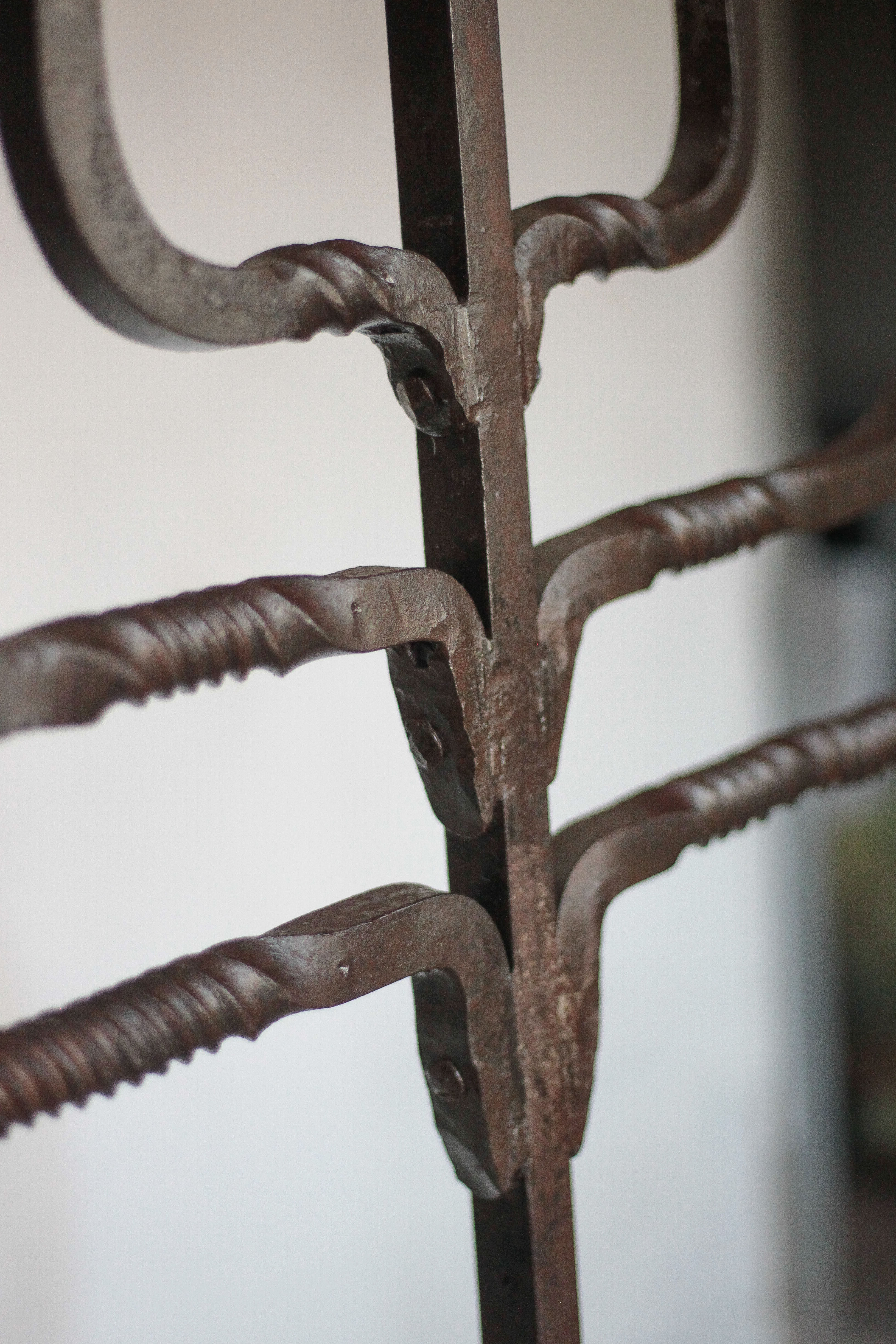 Large wrought iron candlestick, candle holder, candle, Menorah, brutalis