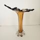 Large vintage amber glass art vase - Height 32cm