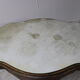 Art Deco wheeled table with 2 walnut drawers on white marble top