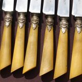 24 knives handle horn and ferrules worked