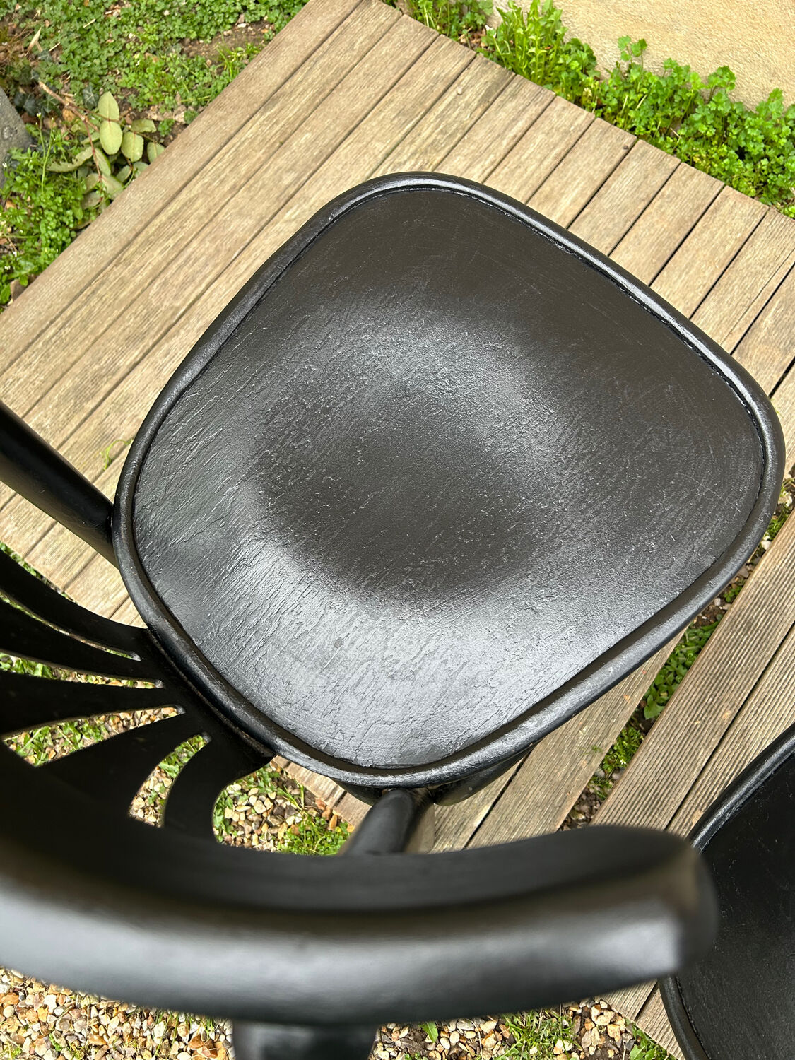 4 vintage black bistro chairs