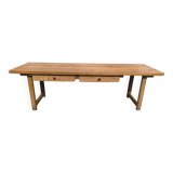 Grande table de ferme ancienne en hêtre 2m56 vintage rustique 10 places