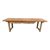 Grande table de ferme ancienne en hêtre 2m56 vintage rustique 10 places