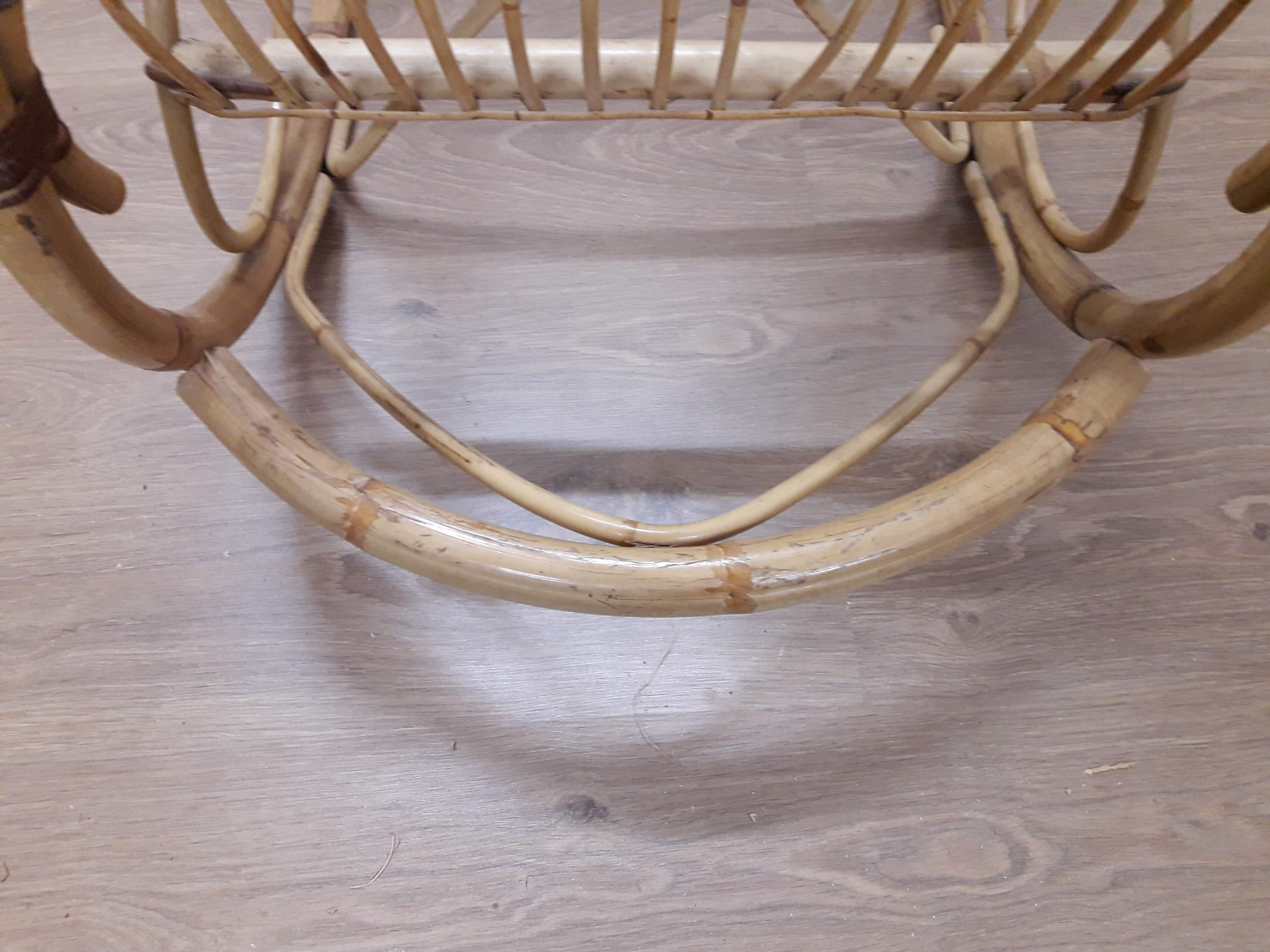 Rotin and bamboo rocking-chair