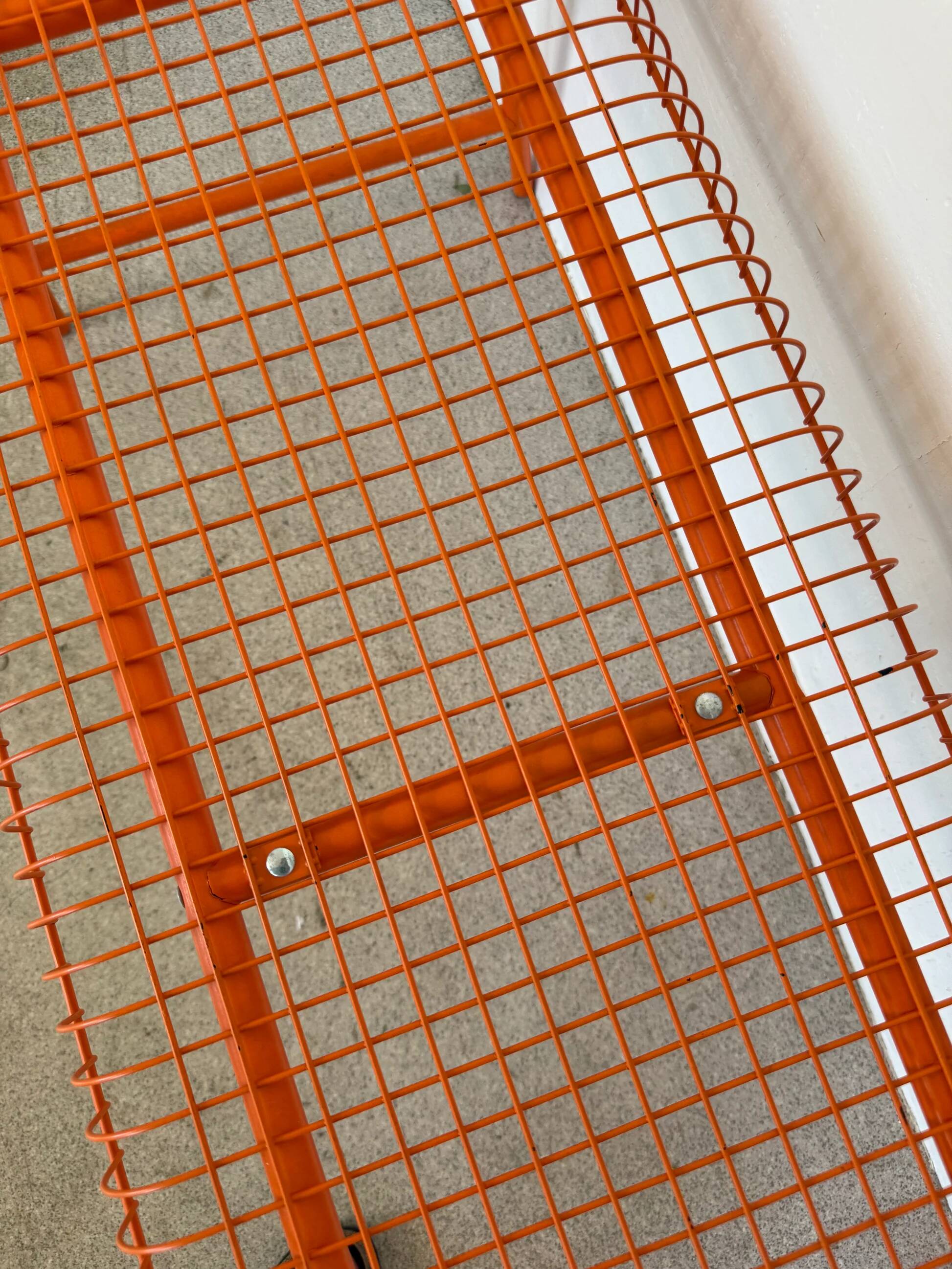 IKEA bench model Vasteron in orange lacquered metal