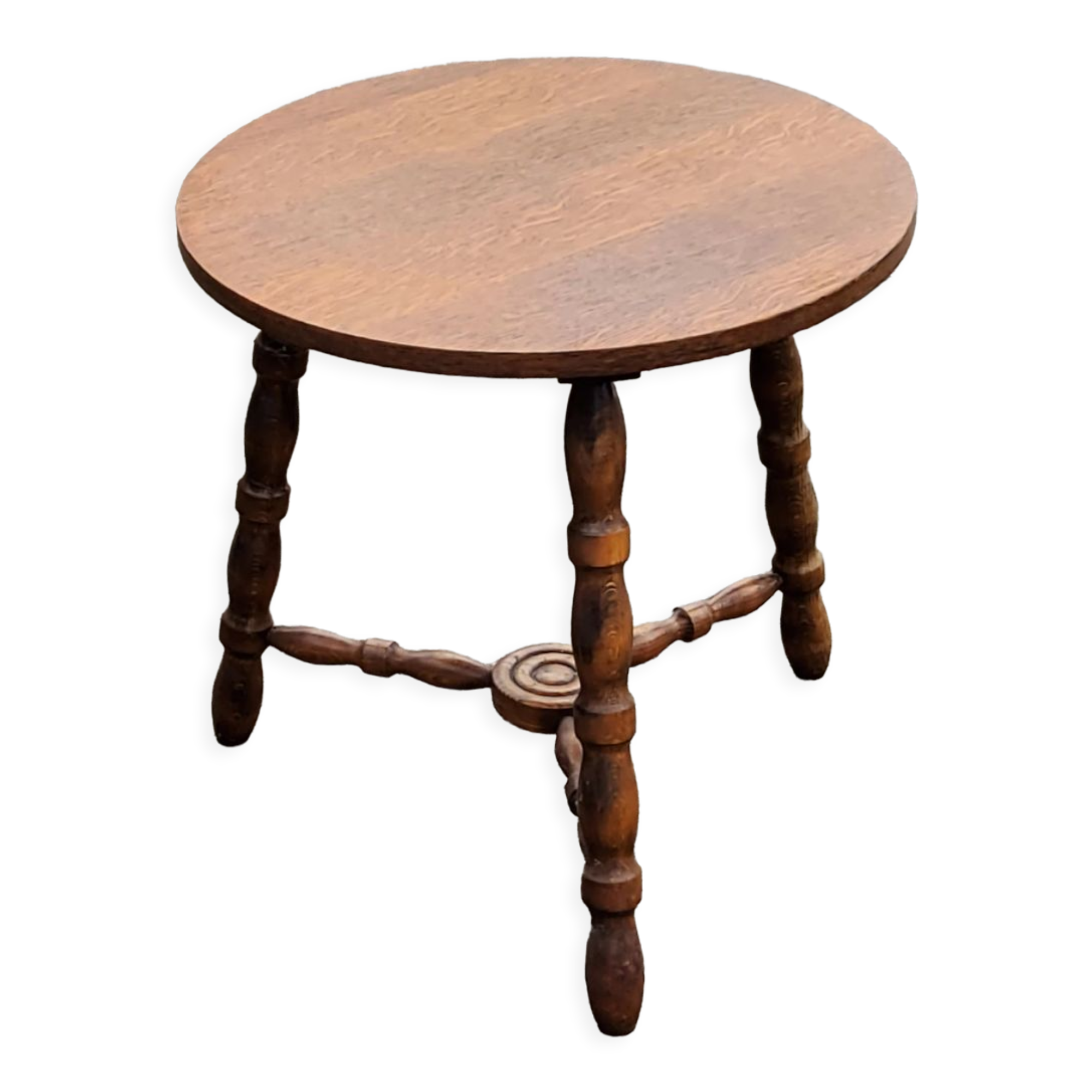 Pedestal table of the 60s in beech and oak