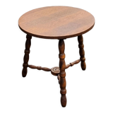 Pedestal table of the 60s in beech and oak