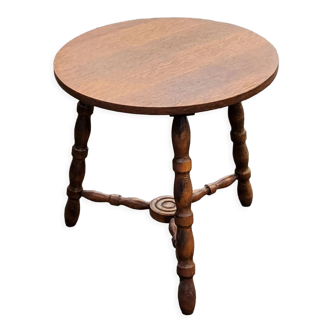 Pedestal table of the 60s in beech and oak