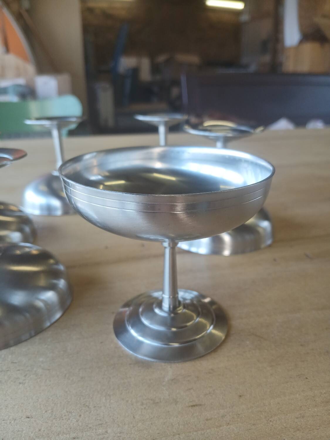 6 antique stainless steel ice cream cups Remy Letang