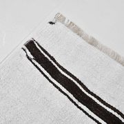 White Brown Striped Turkish Runner Rug, 70x310Cm
