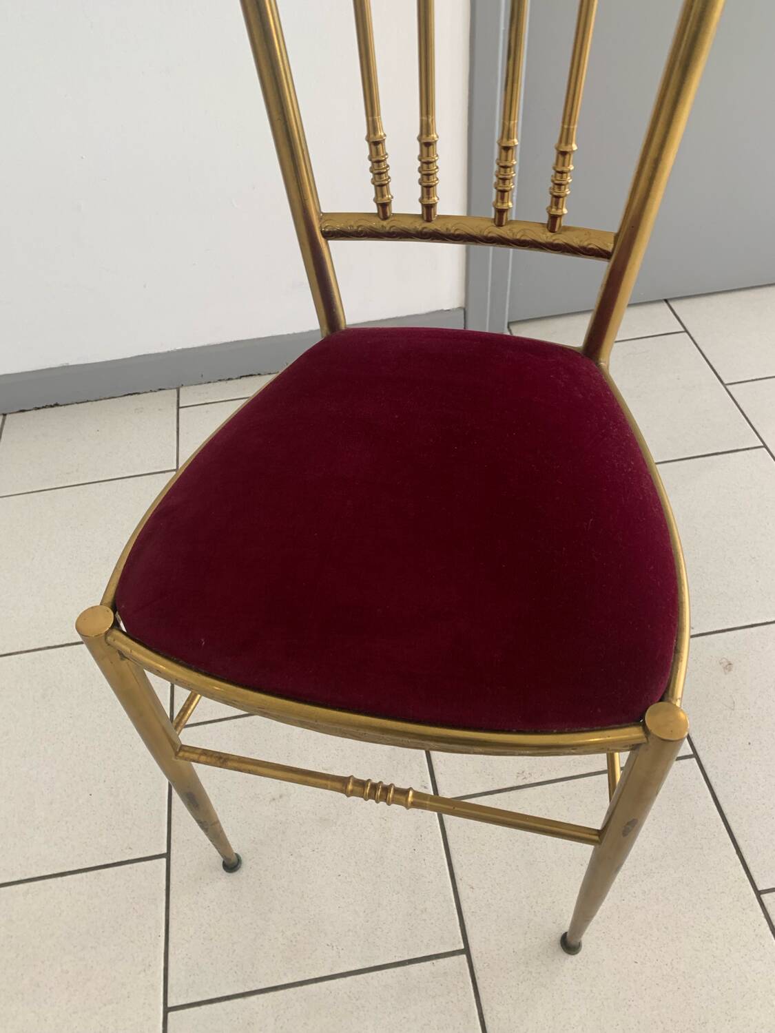 Vintage Chiavari Velvet Chair Circa 1960 Italy