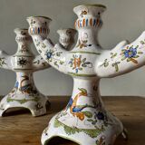 Moustiers earthenware candlesticks