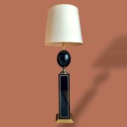 Vintage 1980 Floor Lamp by Le Dauphin in black lacquer and gold brass - 1.5m