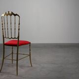 Hollywood Regency Brass Chiavari Chair by Giuseppe Gaetano Descalzi, Italy,