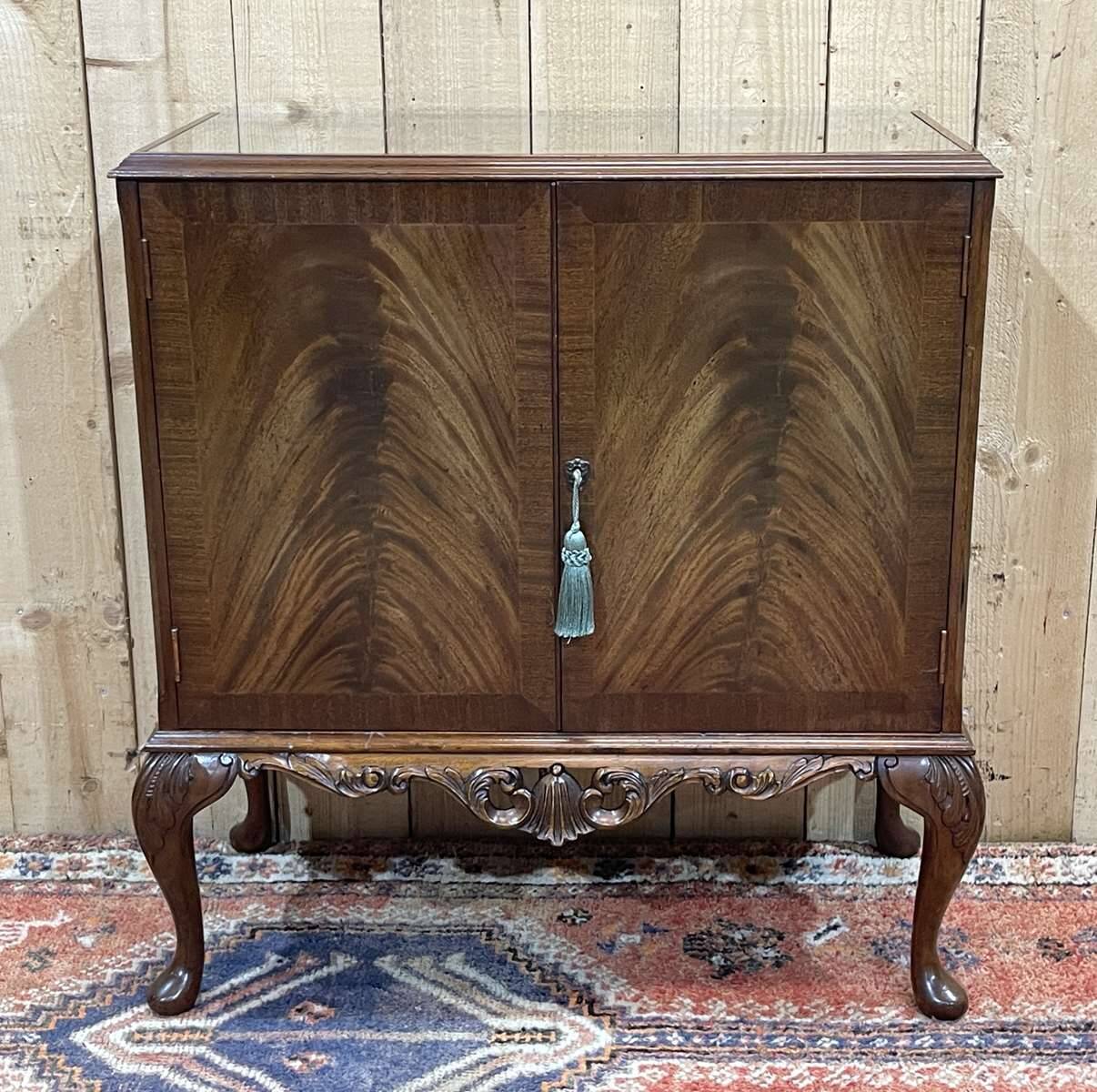 1950s Chippendale Mahogany Sideboard with Glass Top