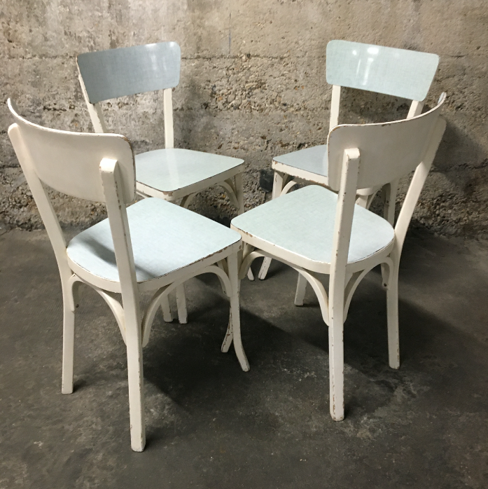Series of 4 Baumann wooden chairs