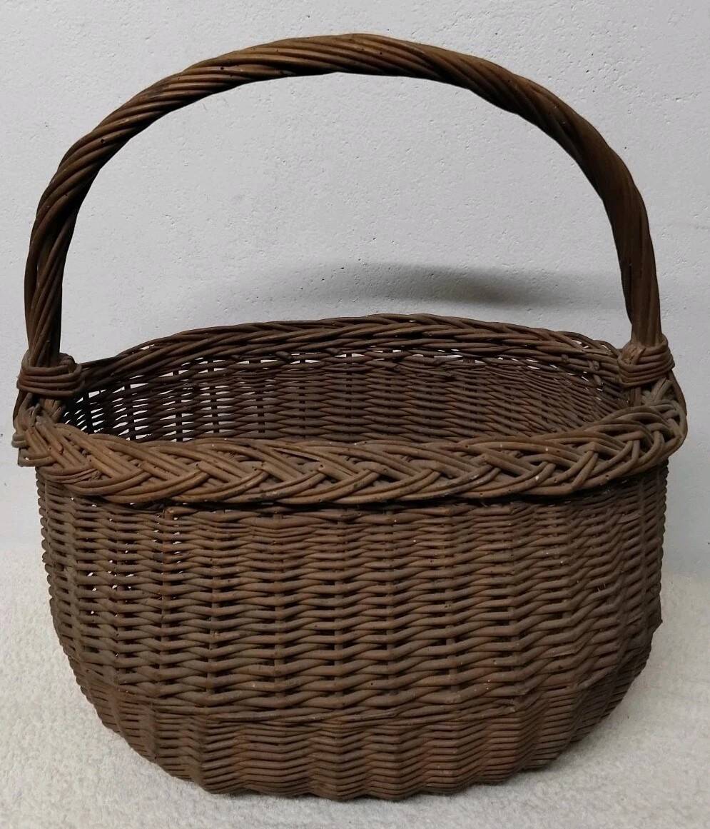 Antique Wicker Basket with Vintage Handle