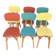 (Lot) 6 Multicoloured Compass Leg Chairs