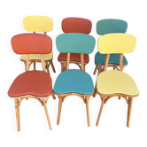 (Lot) 6 Chaises Pieds Compas Multicolores