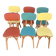 (Lot) 6 Multicoloured Compass Leg Chairs