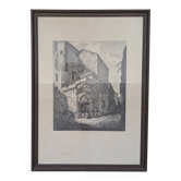 Framed antique engraving — "House of the Pastry Chef"