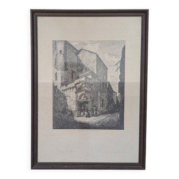 Gravure ancienne encadrée — "Maison du Pâtissier"