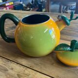 Vintage enameled apple shaped kettle