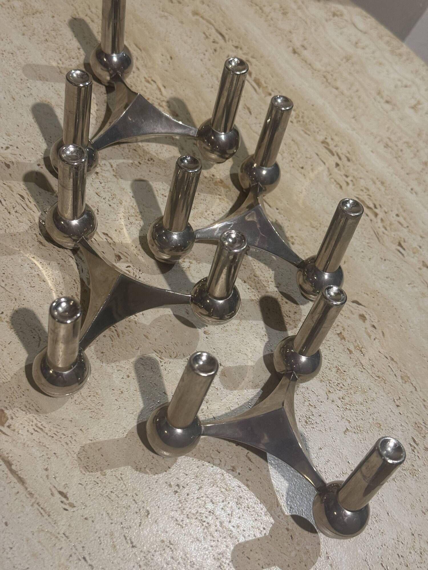 Sculpture modulaire : Lot de 9 bougeoirs Nagel & BMF - 1960