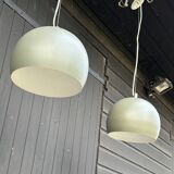 2 round metal pendant lights, Sweden 1980s