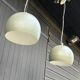 2 round metal pendant lights, Sweden 1980s