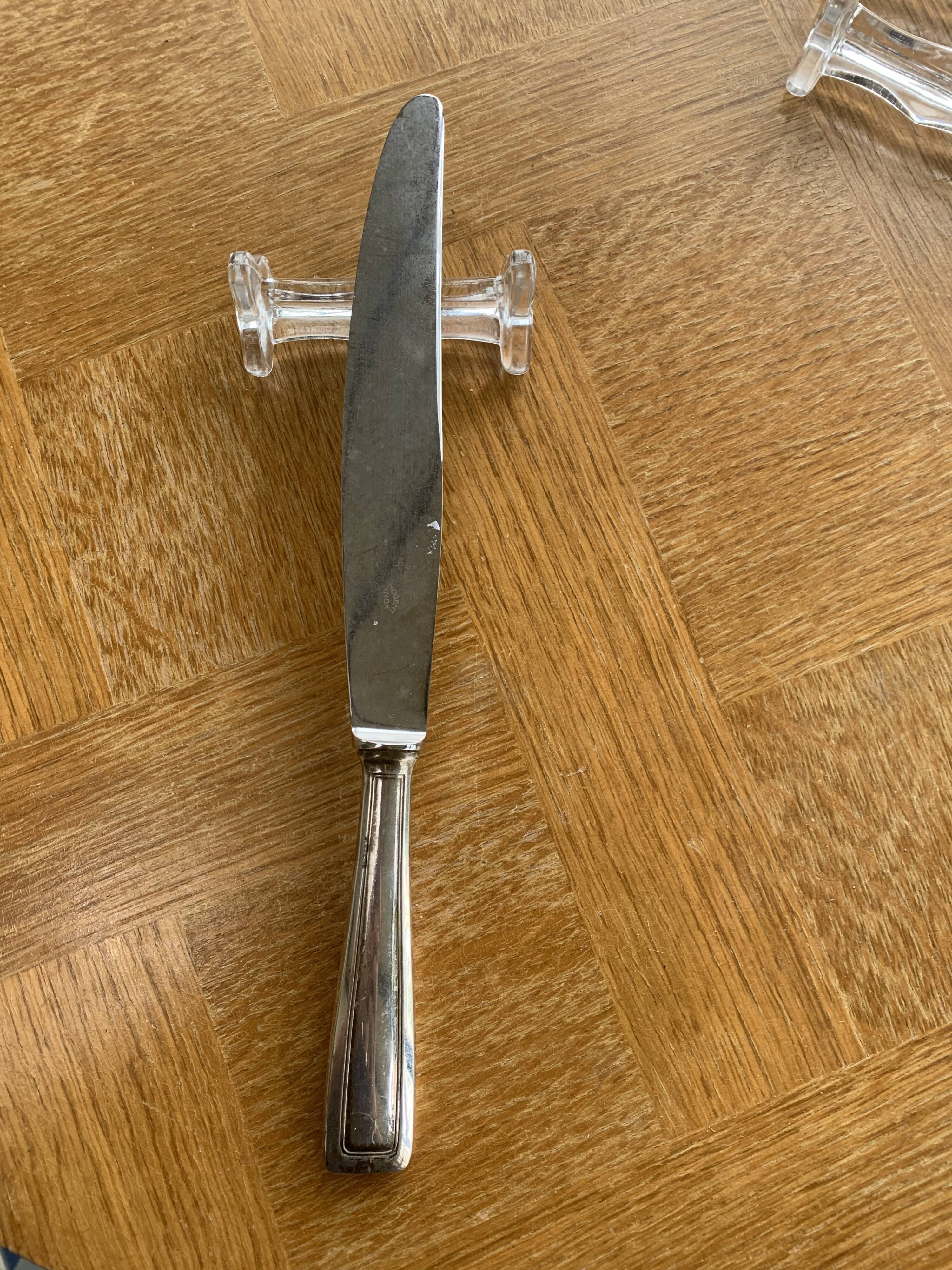 Two service knives in silver metal goldsmith Bertrand vintage