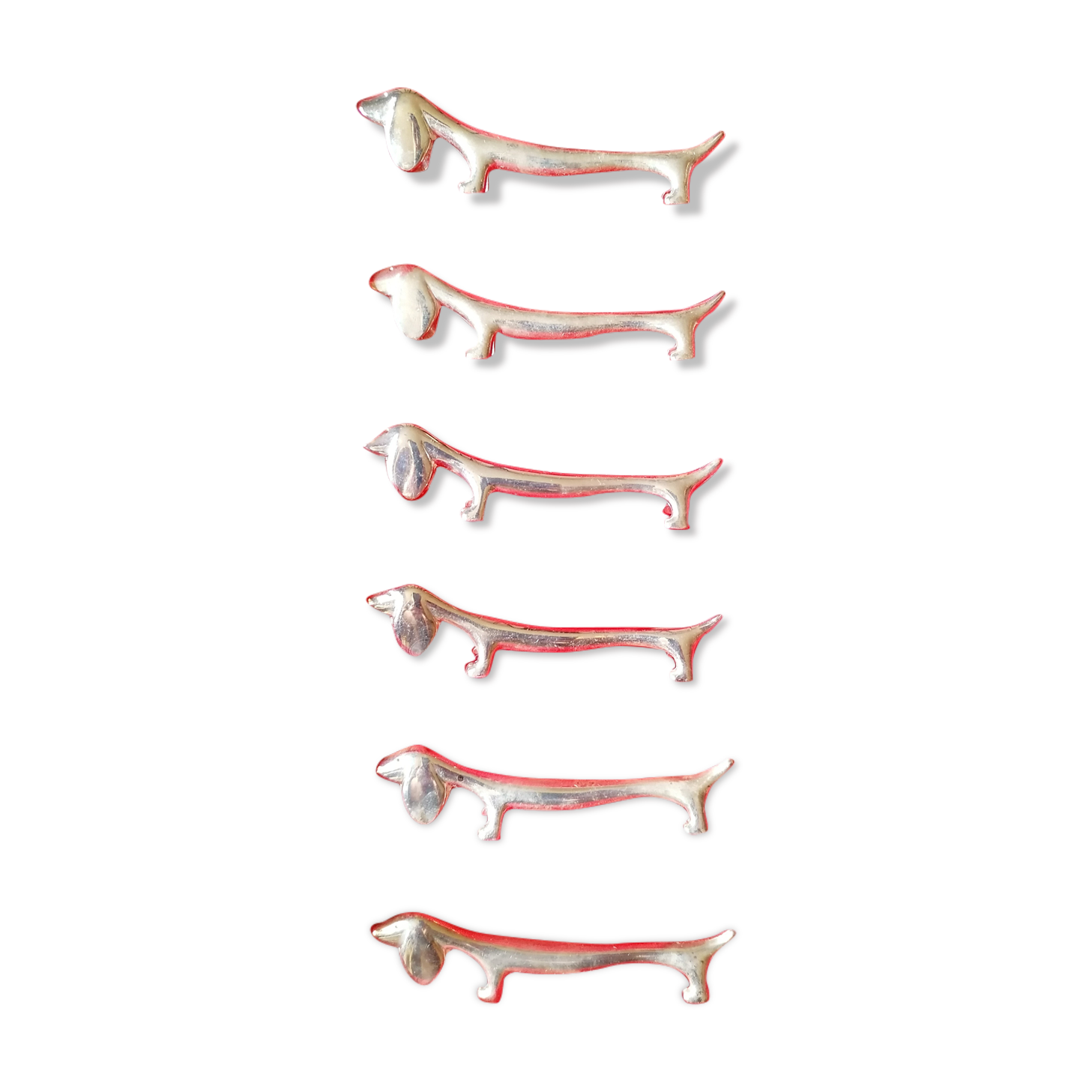6 knife holder silver metal dog