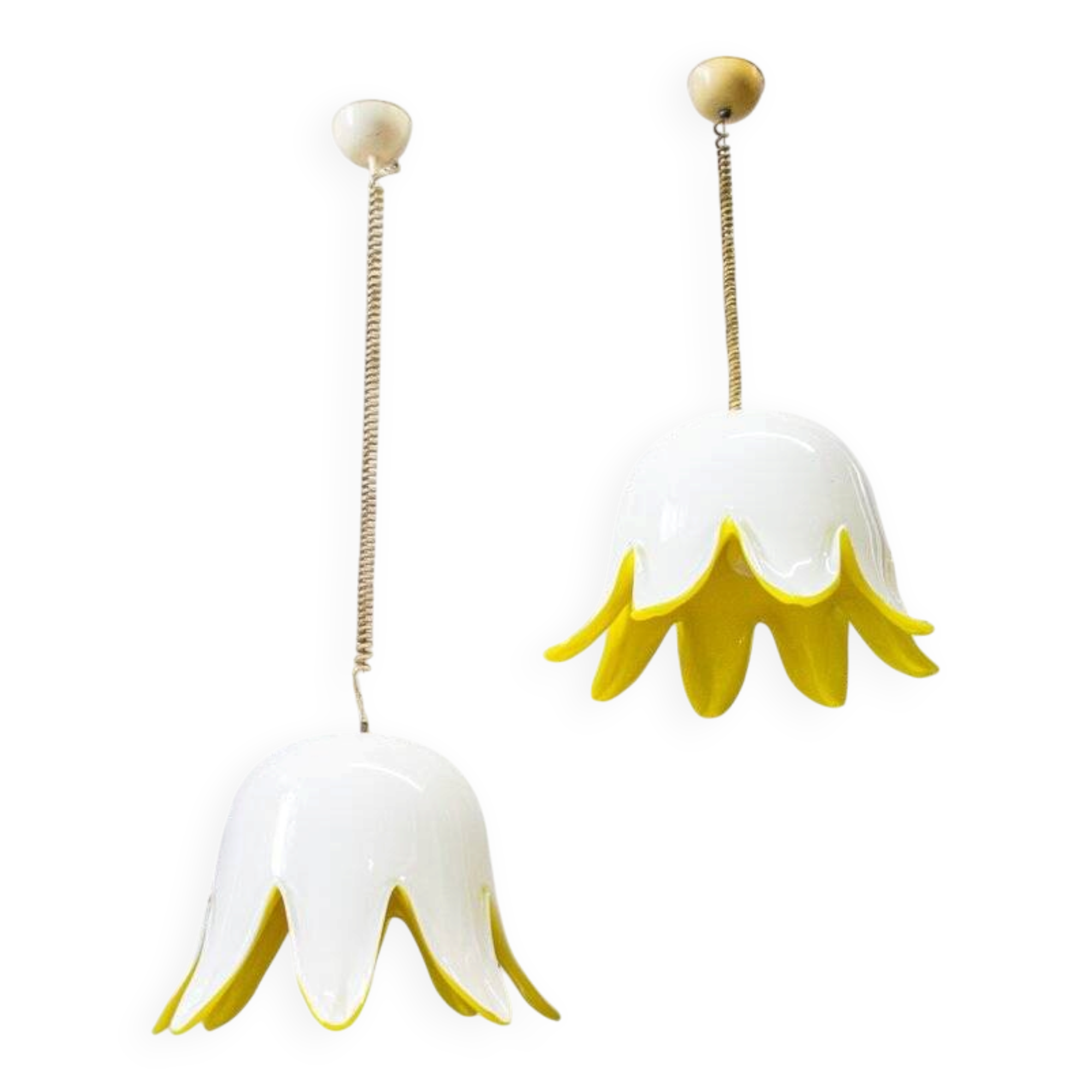 Floral pendant lamp in yellow Murano glass by Leucos, 1970s.