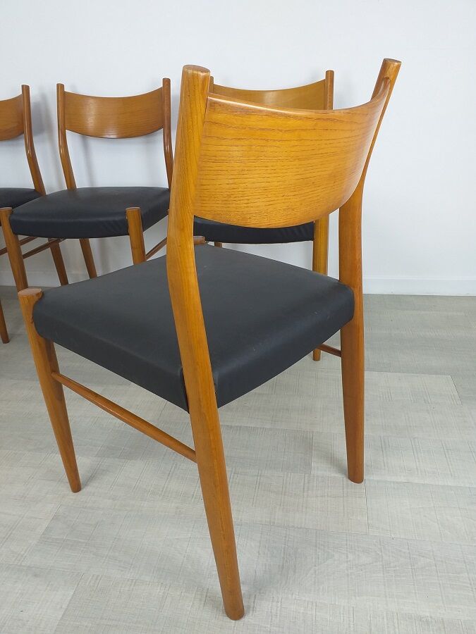 Set of 6 Scandinavian chairs teak 60s vintage