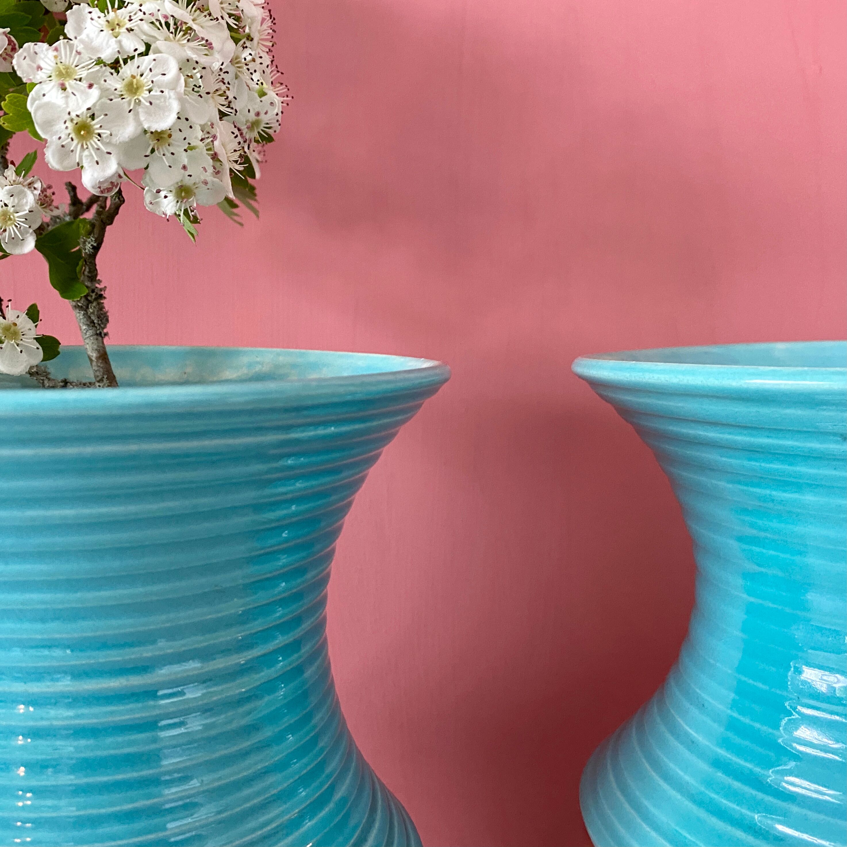 Set of two vintage art deco ceramic vases