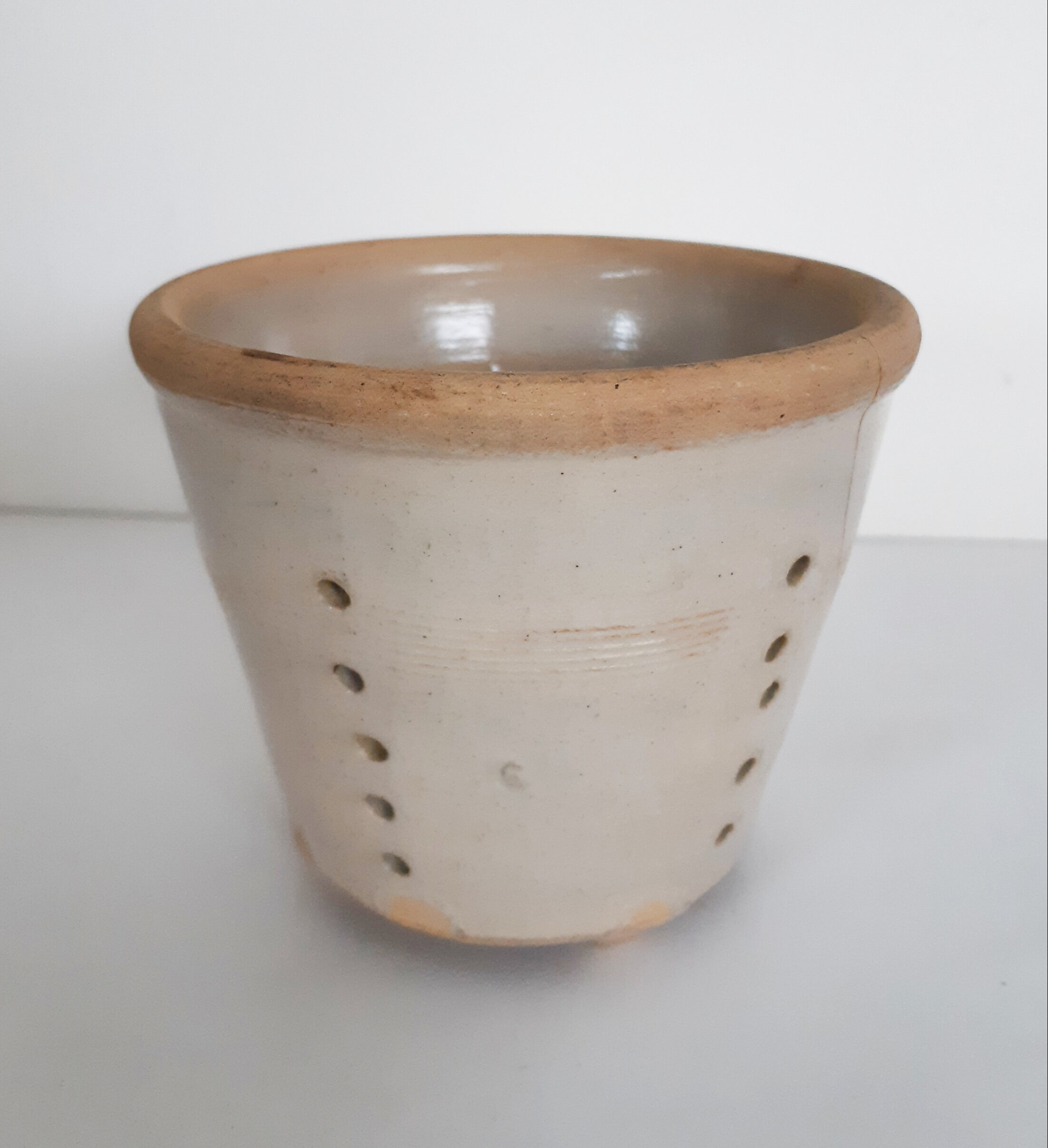 Cheese faisselles , colander in glazed stoneware, vintage French