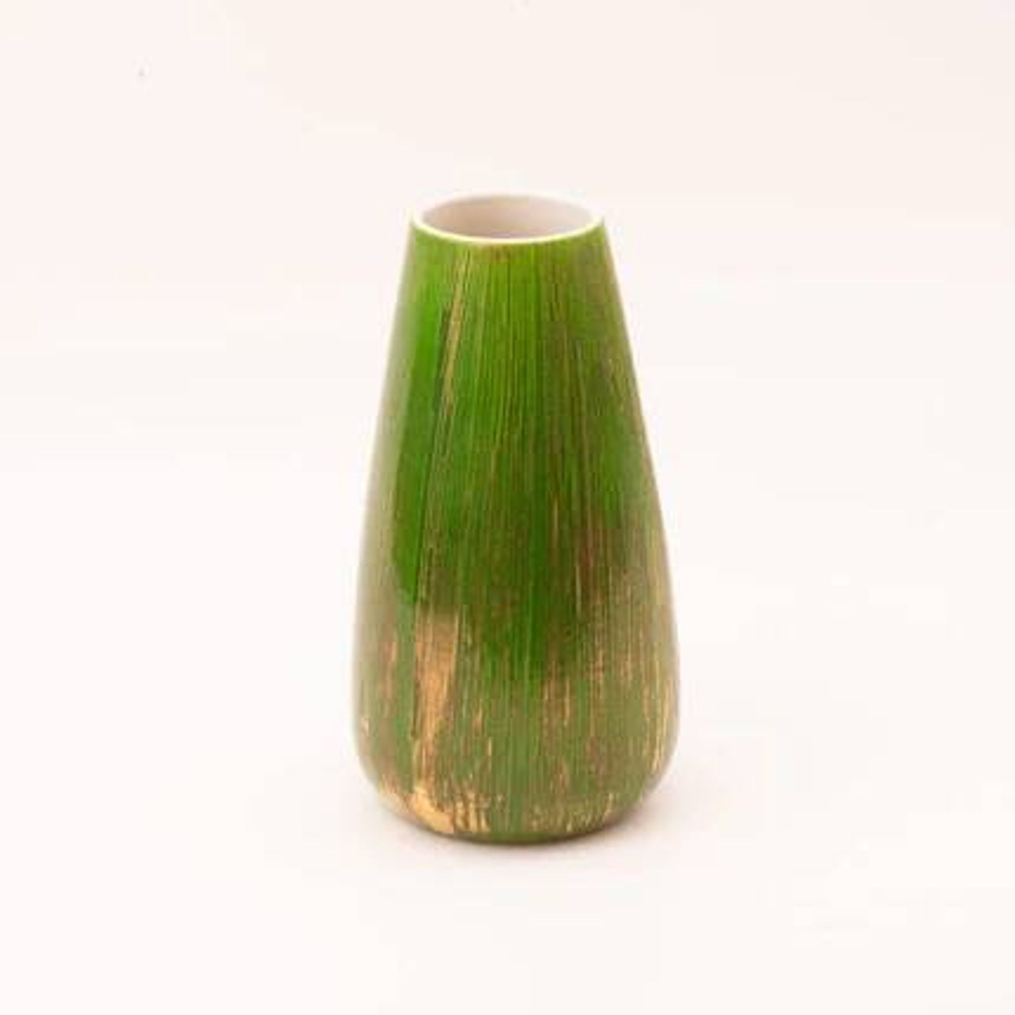 Vase art déco porcelaine vert à motifs fleuris