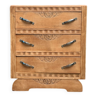 1930s art deco chest of drawers in raw wood