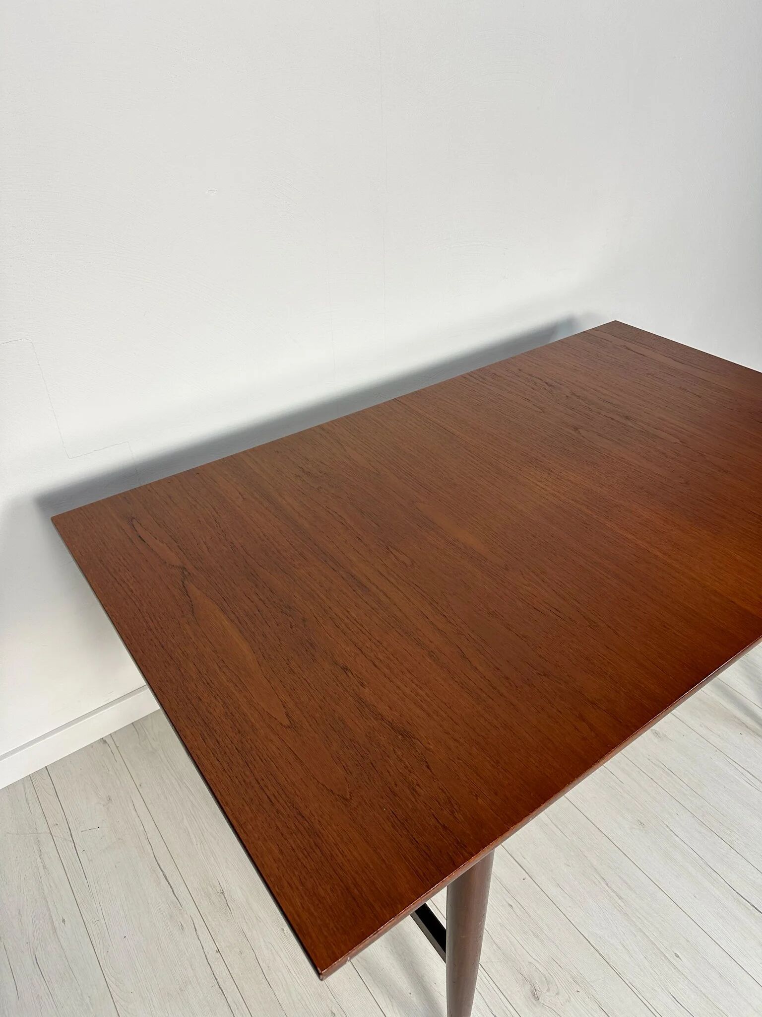 1960s large vintage minimalistic teak extendable dining table