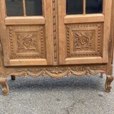 Renovated Parisian Art Deco display case in solid raw oak 112cm