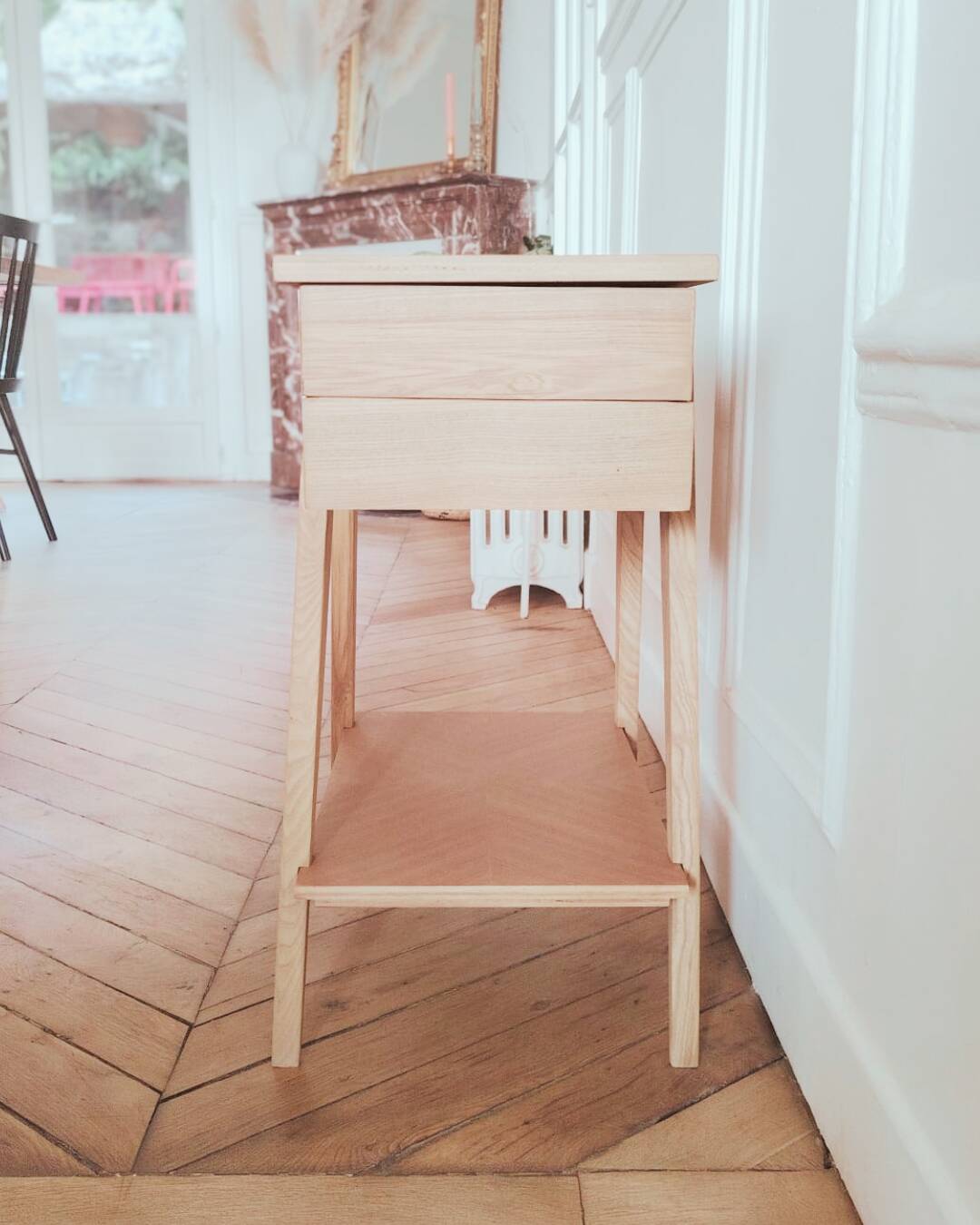 Worker/ Renovated vintage Scandinavian bedside table, 1950s-60s