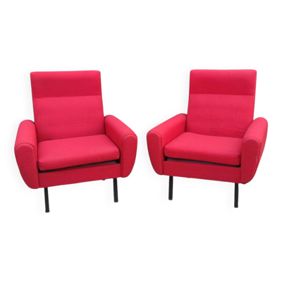 Paire fauteuil vintage pieds métal
