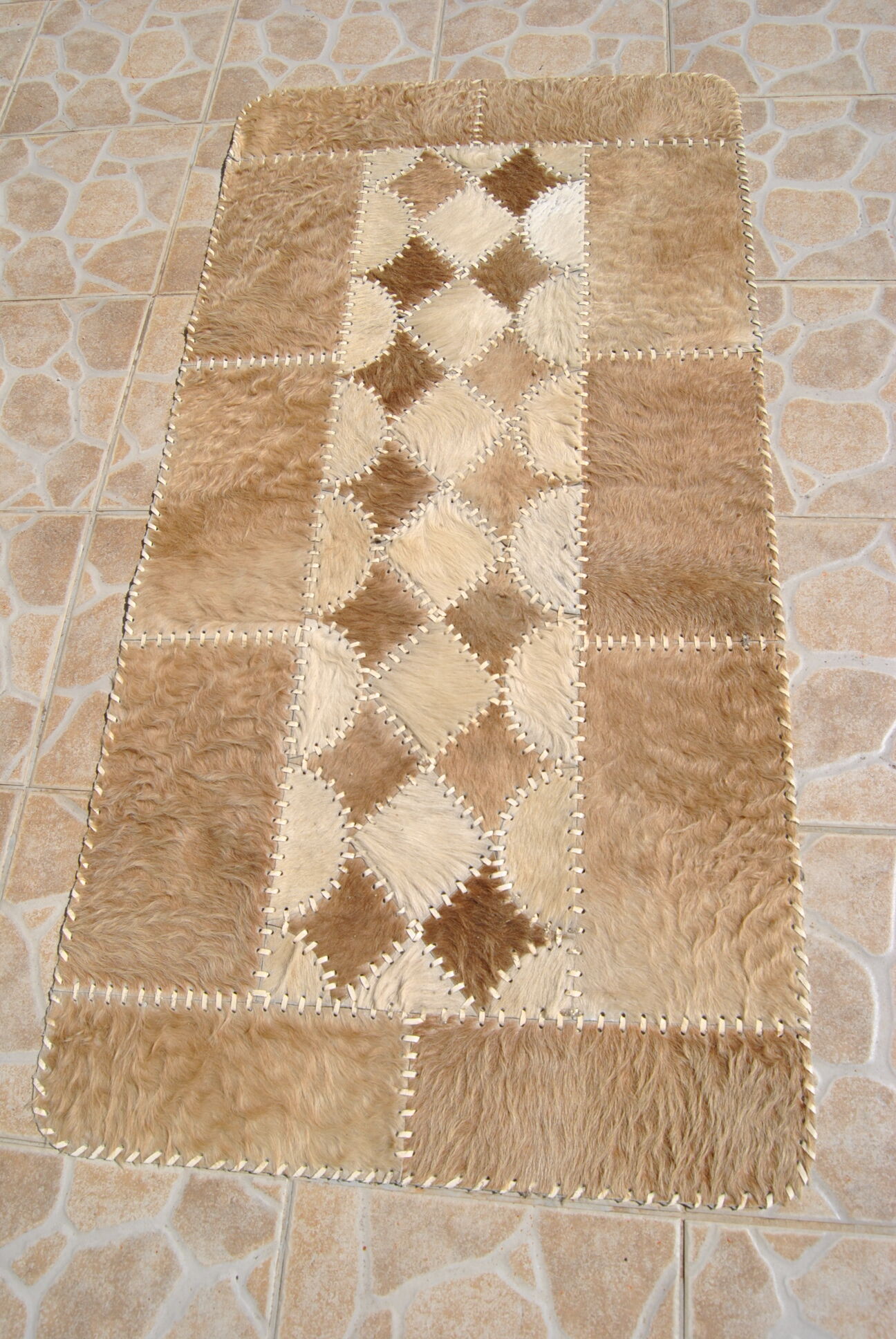 80s cowhide patchwork carpet