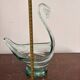 Green Glass Coupe Vase Swan Murano 26 cm Art Deco or 1950s Style