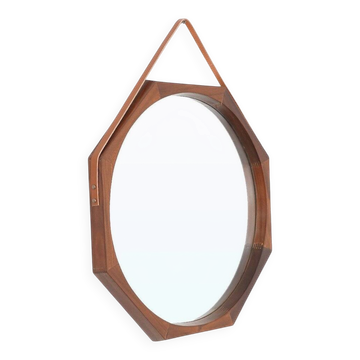 Octagonal mirror with a teak frame, 1960s