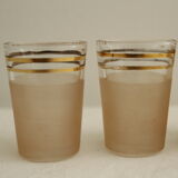 7 pink and gold vintage glass liquor glasses