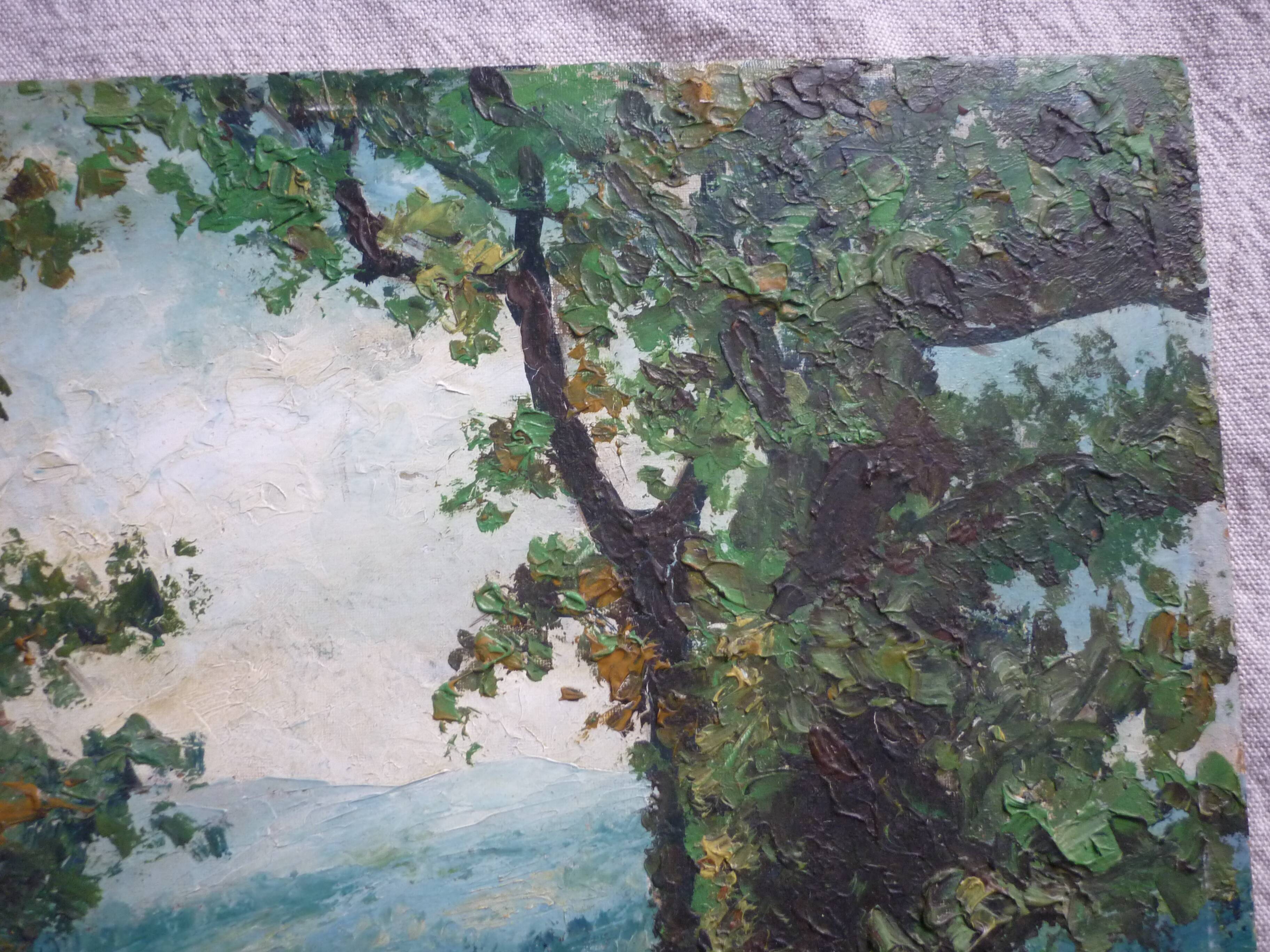 Painting painting on landscape panel signed g cocagne