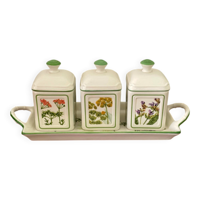 Pots à épices et leur plateau Villeroy et Boch en faïence