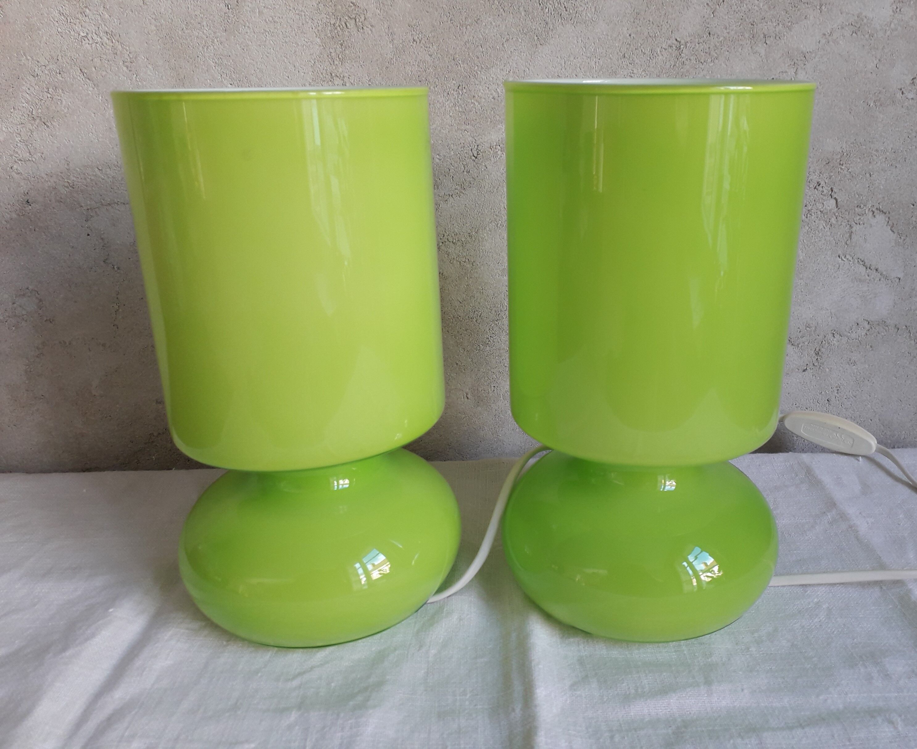 Pair of green lamps Ikea model Lykta 90s