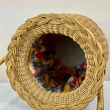 Large wicker basket with vintage handle